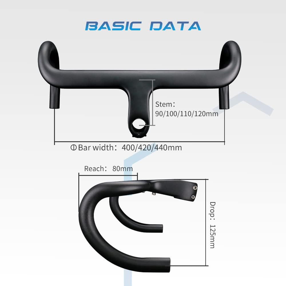 Alfa Pasca Road Bike Handlebar 1-1/4 Inch Handlebar Road Bike Carbon UD Matte Aero Handlebar Road Bike 1-1/8 Inch Drop Bar Integrated 400/420/440 mm – Bild 5
