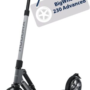 HUDORA BigWheel 230 Advanced Scooter – Sturdy Aluminium Scooter for up to 120 kg – Quiet & Foldable City Scooter with Stand & Bell – Kick Scooter for Children/Teenagers & Adults