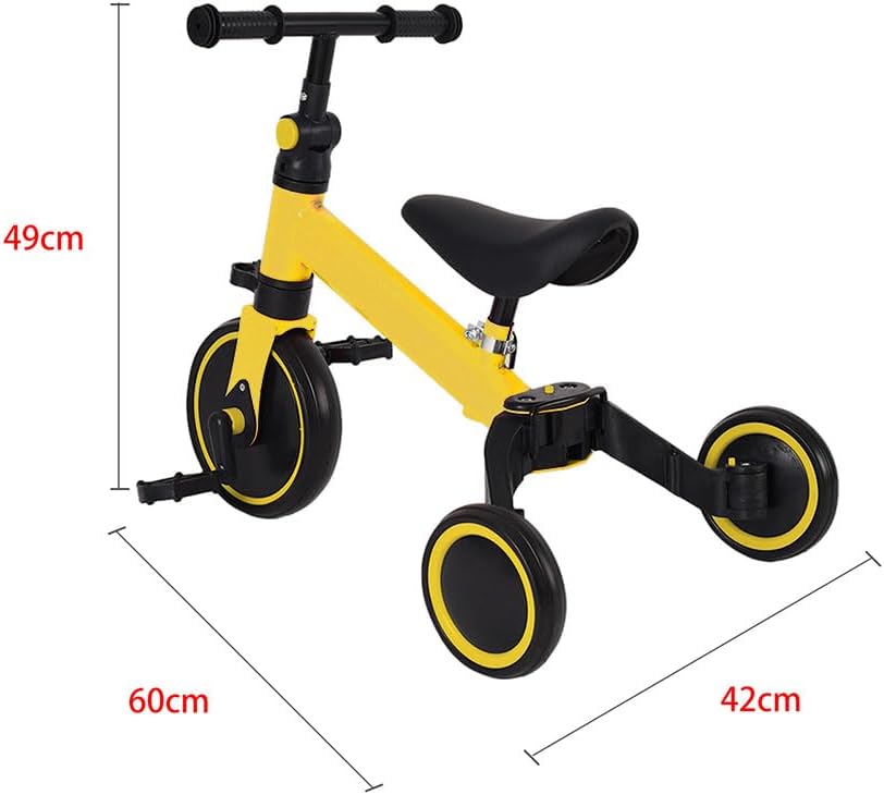 HUOLE 2-in-1 Children's Tricycle & Balance Bike with Adjustable Seat and Handlebar, Children's Tricycle with Removable Pedals, for Children from 1-3 Years Old-2 in 1 (Yellow) – Bild 7
