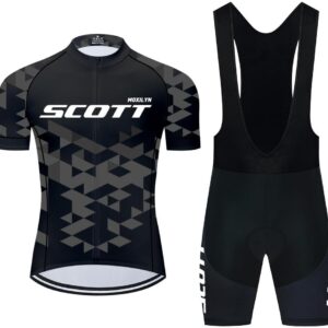 Moxilyn Cycling Jersey Short Sleeve Set for Men Cycling Jersey T Shirt Cycling Jersey Set Bicycle Jersey Short Sleeve + Cycling Shorts with 4D Gel, Original Gauze Cycling Jacket and Cycling Shorts, MTB Cycling Jersey