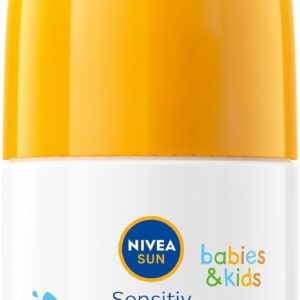 NIVEA SUN Babies & Kids Sensitive 5-in-1 Sun Cream Roll-On SPF 50+, Extra Waterproof Sun Lotion with SPF 50+ as a Practical Roller for Children (50 ml)