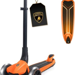 Lamborghini Children’s Scooter 3-8 Years up to 50 kg, Tricycle Children’s Scooter with LED Wheels & Pedal, Height Adjustment, Foldable Children’s Scooter from 3 Years, Children’s Scooter from Toddler