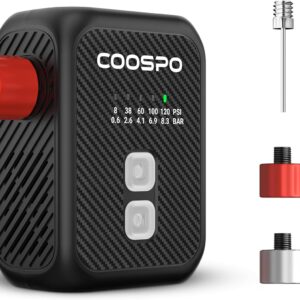 CooSpo Mini Electric Pump, 120 PSI, Multiple Presets Available, Air Pump with Auto Shut-off and Presta/Schrader Valves for All Bikes, Balls and Car Accessories