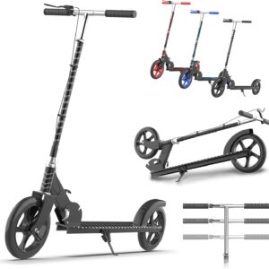 Kinderroller, Scooter für Kinder ab 6 Jahre, Klappbarer Cityroller mit Handbremse, ABEC-7 Kugellager, 3-Fach Höhenverstellbar, Aluminium Tretroller für Jungen & Mädchen