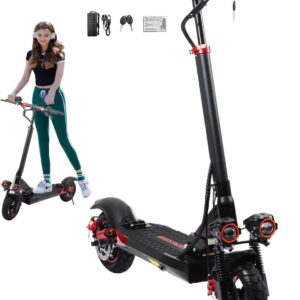 Adult Road Legal E-Scooter – 40-55km Range, Max 20km/h, 10″ Off-Road Tyres, Height Adjustable Handlebars, Double Disc Brakes, Ideal for Commuter & Birthday Gifts
