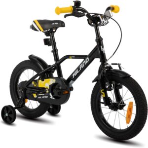 Hiland 12/14/16/20 Inch Kids Bicycle for Boys 3-10 Years with Stabilisers, Boys Bicycle with Handbrake and Coaster Brake, Black/Green/Blue