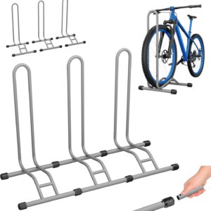 TLGREEN 3 x Bicycle Stand Floor, Removable Bicycles, Bicycle Stand, Tyre Width up to 80 mm, 20-28 Inches, Rear Wheel Bicycle Holder, Wheel Stand for Mountain Bike, Road Bike, MTB, Sturdy, Sand Grey