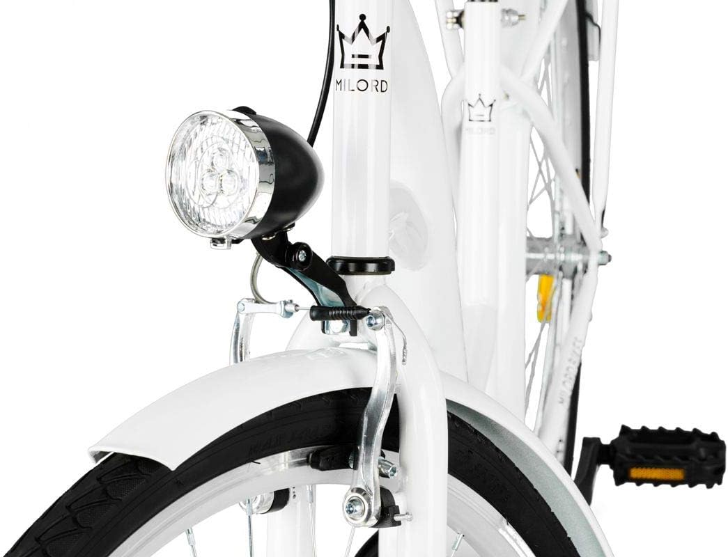 MILORD. Comfort Bicycle with Basket, Holland Bike, Women's Bike, 1 Speed, White, 28 Inches – Bild 6
