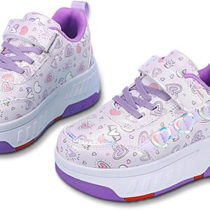 Shoes with Wheels for Girls Boys, Children’s Roller Skates Shoes with 4 Wheels Removable, Girls Trainers 2-in-1 Roller Skates Outdoor Trainers with Roller Skateboard Shoes