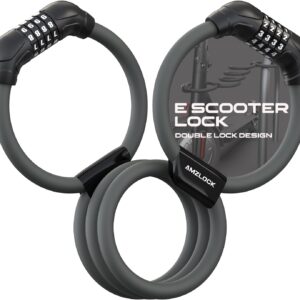 E Scooter Lock, Double Lock Cable Lock, Lock for E Scooter with 4 Digit Code, Handcuff Lock for E-Scooter, Bicycle and Scooter