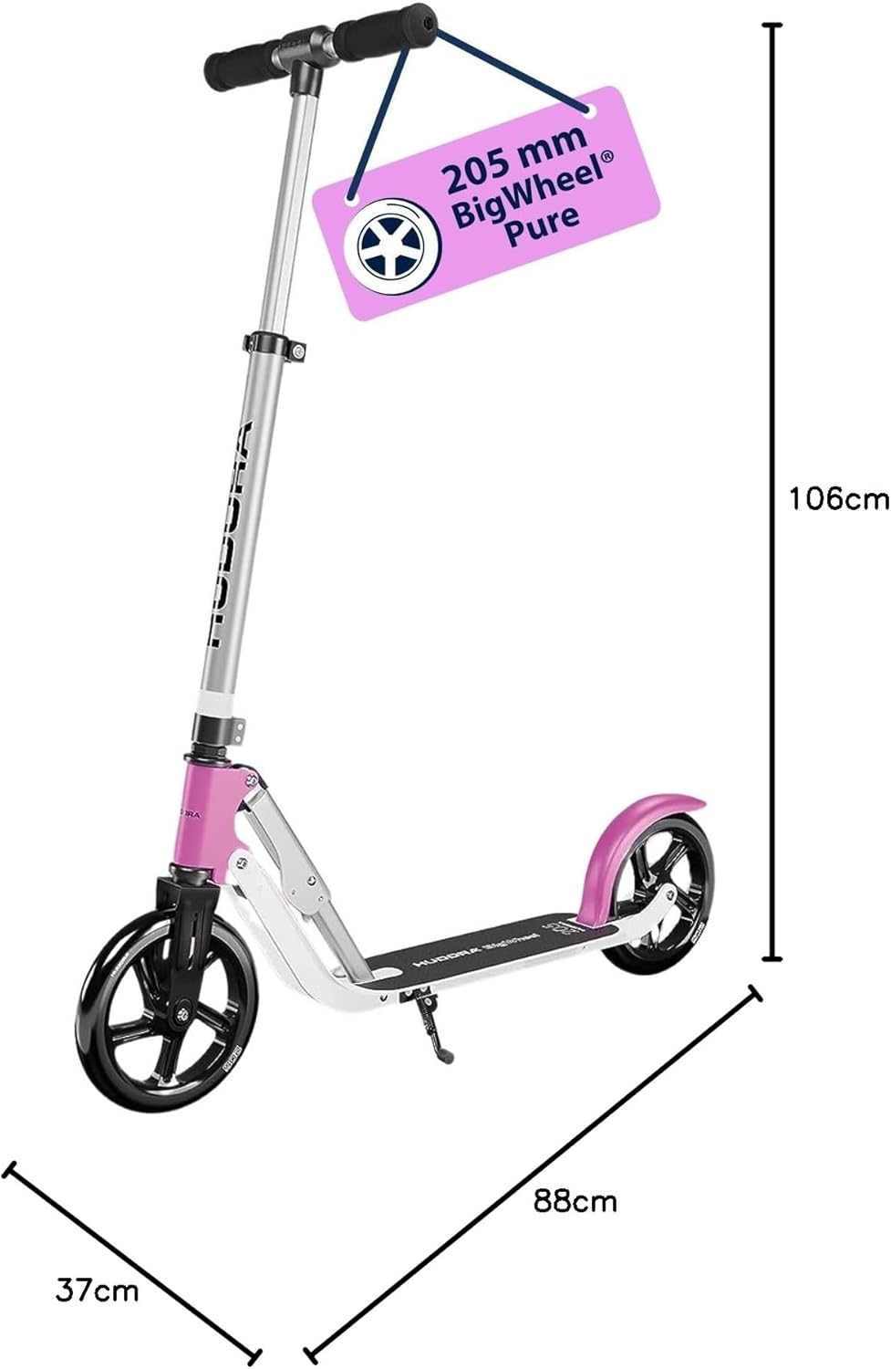 HUDORA BigWheel Pure Scooter - Sturdy Aluminium Scooter with Stand - Height-Adjustable & Foldable City Scooter for up to 100 kg - Scooter for Teenagers and Adults – Bild 8