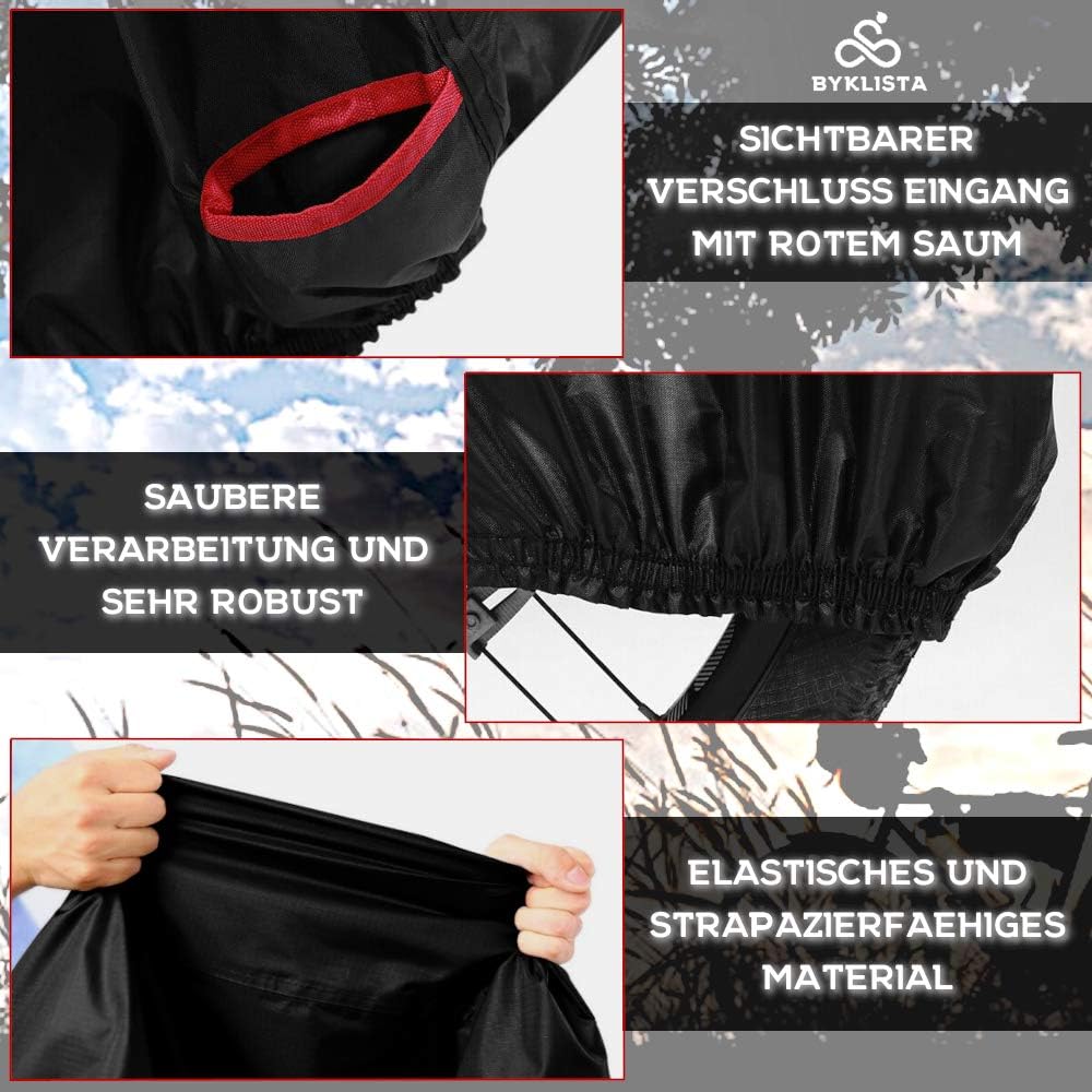 BYKLISTA Bicycle Cover Waterproof Bicycle Garage Made of Tear-Resistant Oxford Fabric – Bicycle Tarpaulin Also Fits E-Bikes – Bicycle Protective Cover Extra Welded Inner Seams & High UV Protection – Bild 2