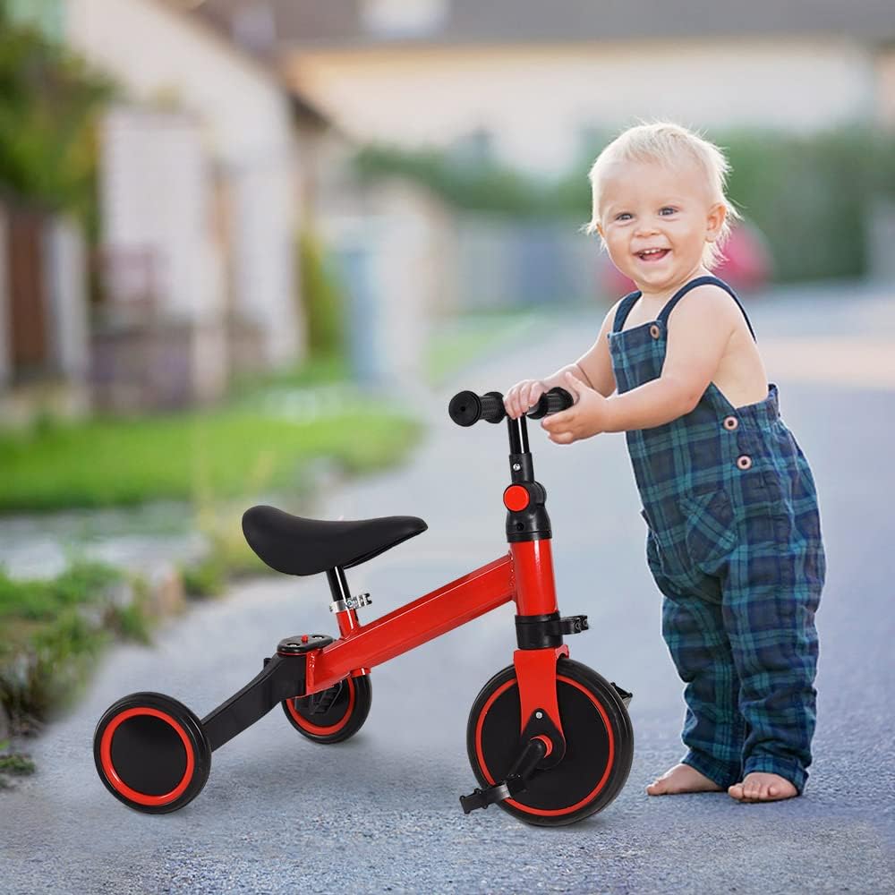 HUOLE Balance Bike for Children from 1 Year Old, Toy with 3 Wheels, for Baby Bike from 12 to 36 Months, First Bike without Pedals for Boys and Girls as Birthday Gift (Red) – Bild 2
