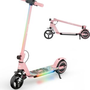 S5 Elektroroller für Kinder, Faltbares Kinderscooter mit LED-Beleuchtung, 6,5″ Geländereifen, bis zu 14 Km/h, für 6-14 Jahre