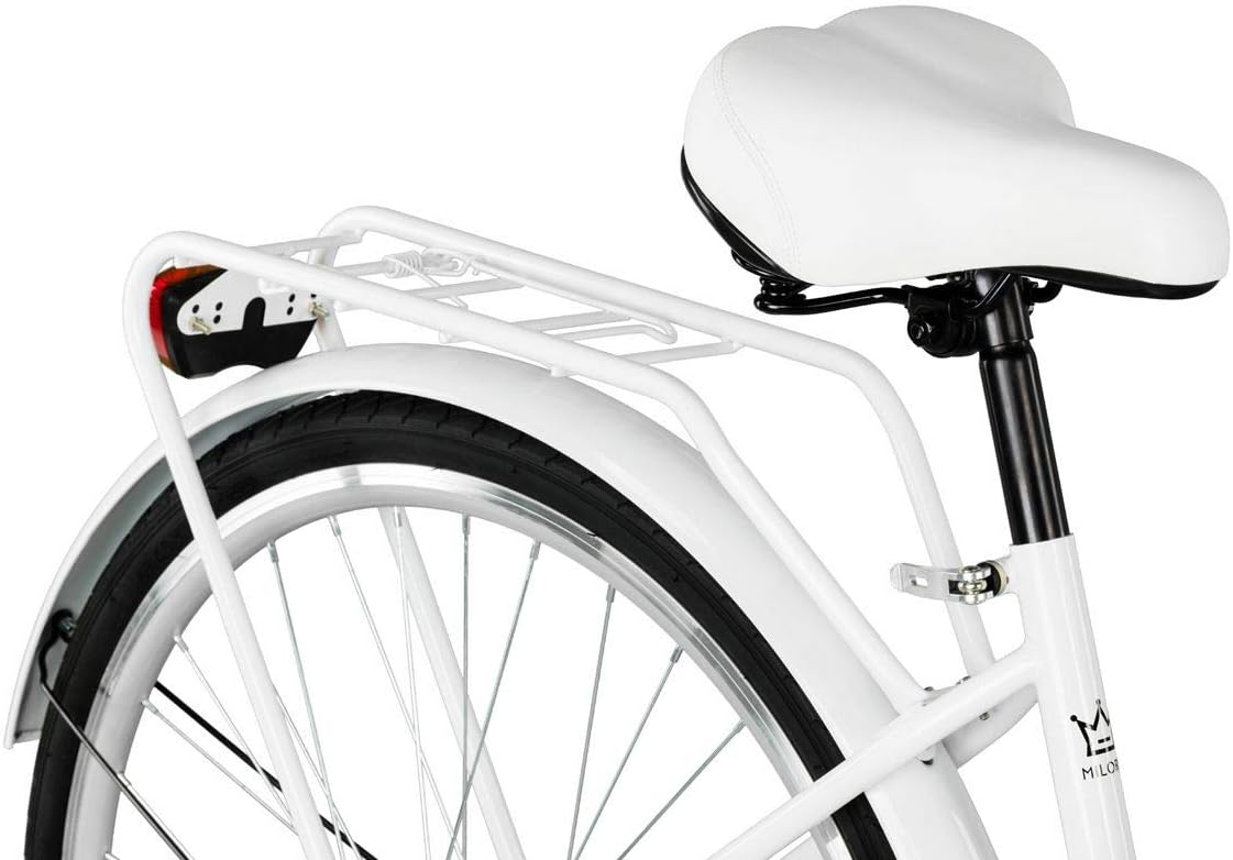 MILORD. Comfort Bicycle with Basket, Holland Bike, Women's Bike, 1 Speed, White, 28 Inches – Bild 7