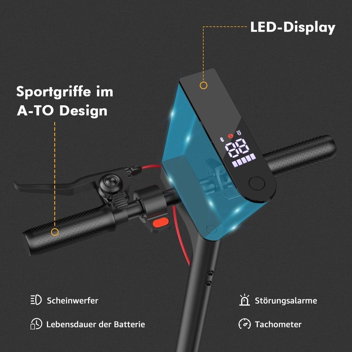 iScooter E Scooter with Road Legal, ABE Electric Scooter Load up to 120 kg, 30 km Range, LED, 20 km/h, 350 W Motor, 8.5 Inch Honeycomb Tyres, Dual Brake System E Scooter for Adults – Bild 6