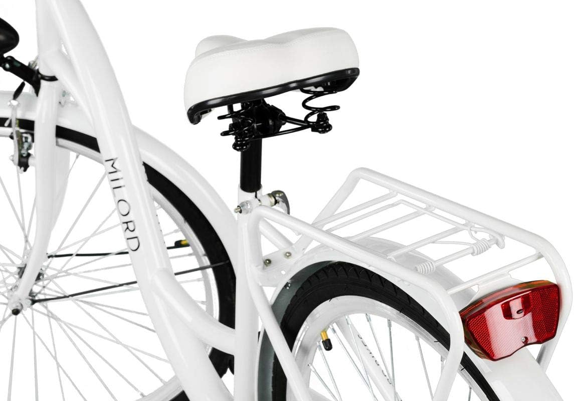 MILORD. Comfort Bicycle with Basket, Holland Bike, Women's Bike, 1 Speed, White, 28 Inches – Bild 5