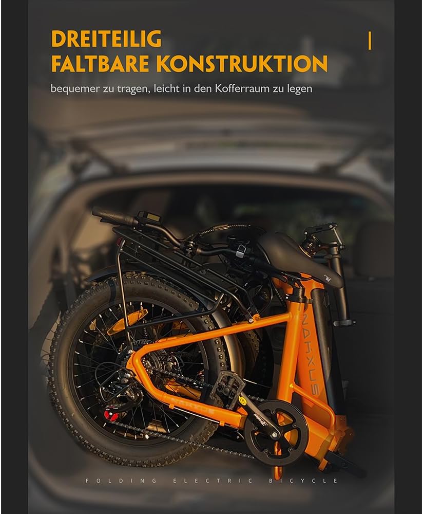 20F213 Electric Bicycle 20 Inch E-Bike, 36 V 14.5 Ah Removable Battery, 250 W Motor, LCD Display, 7 Speed, Range 80 km, 25 km/h, IPX5 Waterproof for Adults – Bild 6