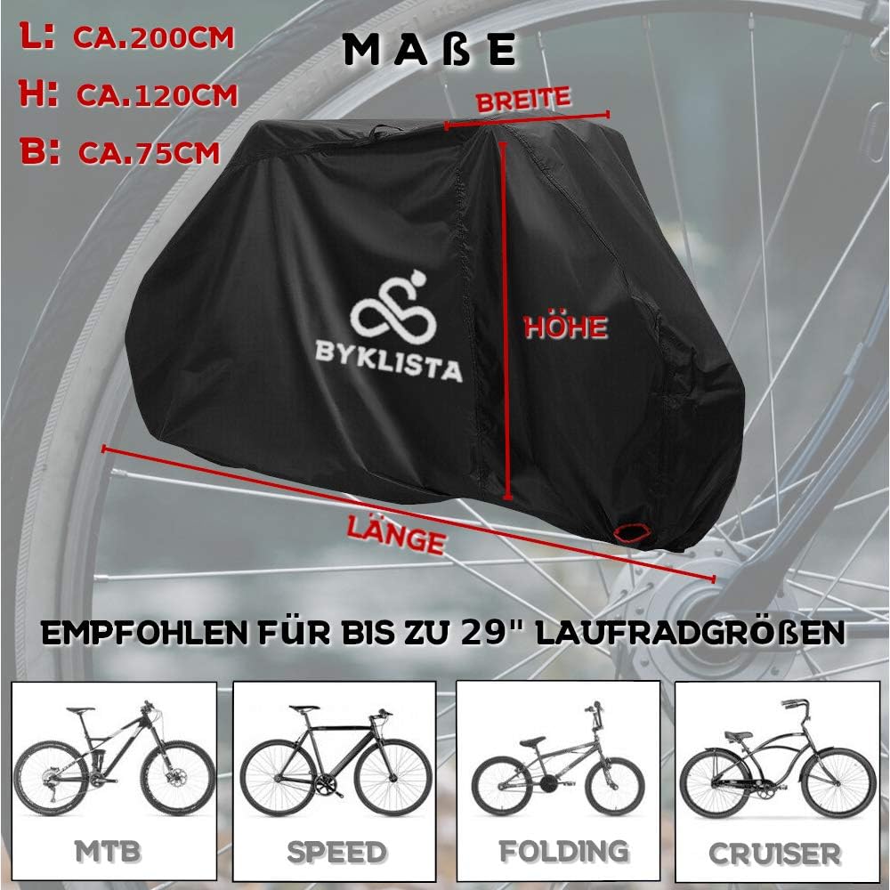 BYKLISTA Bicycle Cover Waterproof Bicycle Garage Made of Tear-Resistant Oxford Fabric – Bicycle Tarpaulin Also Fits E-Bikes – Bicycle Protective Cover Extra Welded Inner Seams & High UV Protection – Bild 5