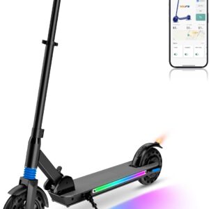 Children’s electric scooter for teenagers, 150 W motor, 20 km range, LED display, foldable and height adjustable, safe leisure scooter, perfect as a birthday