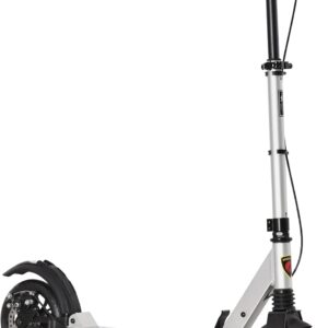 HOMCOM Adult Youth Scooter Foldable Height Adjustable Aluminium Scooter for Children Ages 14+ with Rear Wheel and Handbrake Shock Absorption System Silver
