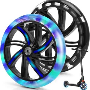 DASIAUTOEM 200 mm Scooter Wheels, Luminous Scooter Wheels, Pack of 2 LED Light Wheels, Scooter Replacement Wheels, Non-Slip and Durable for City Scooters and Kick Scooters