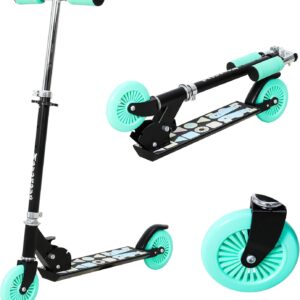 Children’s Scooter for 4-6 Years, Children’s Scooter with 3 Adjustable Heights, LED Light Wheels and Rear Brake Children’s Scooter, Easy to Steer, Balance Training Scooter for Children, up to