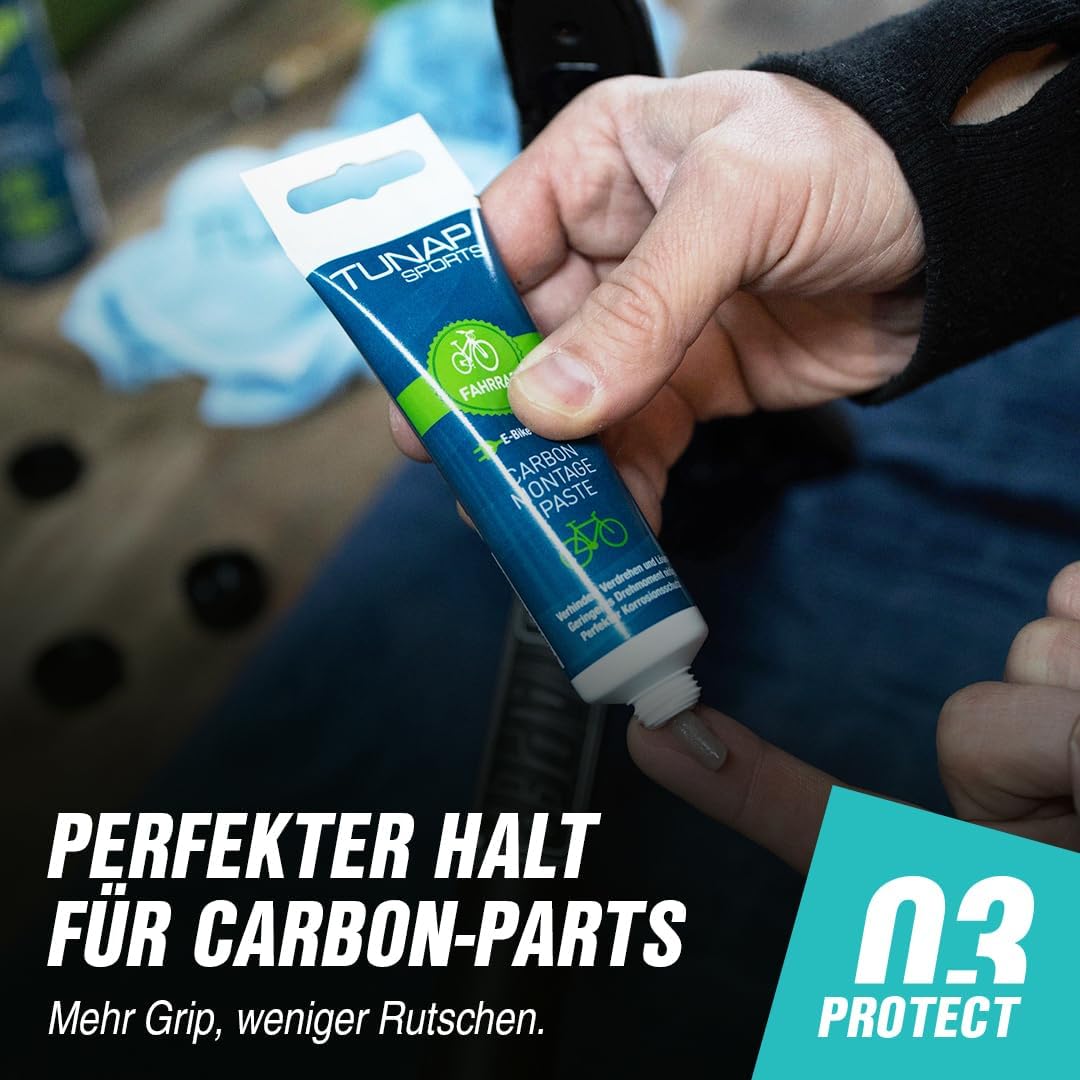 TUNAP SPORTS Carbon Mounting Paste 50 g, Secure Hold without Damage, Prevents Cracking Noises and Risk of Slipping, Optimal Dosage and Easy to Use, Made in Germany – Bild 2
