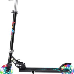 BELEEV Children’s Scooter, 2 Wheels, Foldable Children’s Scooter for Girls and Boys, Scooter with LED Luminous Wheels, 3 Height Adjustable, Stand, Scooter for Children from 3-12 Years