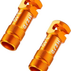 HZJD Bicycle Presta Valve Caps, Orange, Integrated Core Spoke Removal Tool (Pack of 2)