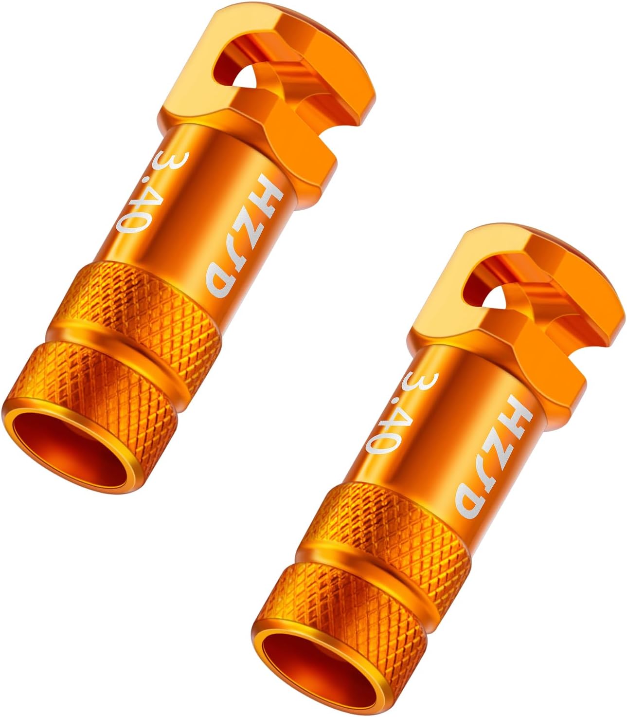 HZJD Bicycle Presta Valve Caps, Orange, Integrated Core Spoke Removal Tool (Pack of 2)