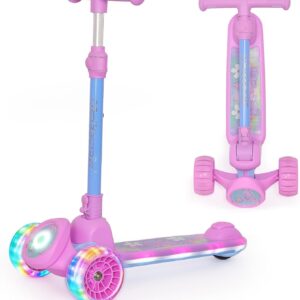 Nattork Scooter Children’s Scooter, 3 Wheels Children’s Scooter with Wide Non-Slip Deck and T-Bar Handle, Balance Training Scooter with Height Adjustable for Children from 3 Years, Maximum up to 100