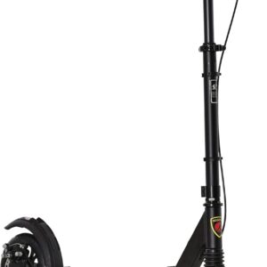 HOMCOM Adult Youth Scooter Foldable Height Adjustable Aluminium Scooter for Children Aged 14+ with Rear Wheel and Handbrake Shock Absorption System (Black)