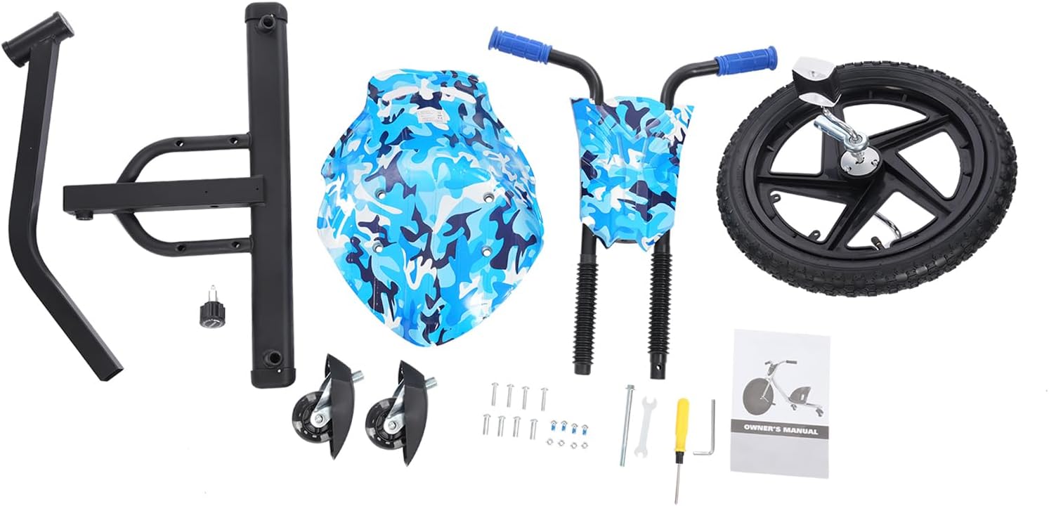Drift Scooter, Children's Drift Scooter, 90 x 68 x 60 cm, Pedal Scooter Drifts Cart, Load Capacity 80 kg Adjustable, Children's Pedal Tricycle Can Be Used for Children from 6 Years (Blue Panel) – Bild 9