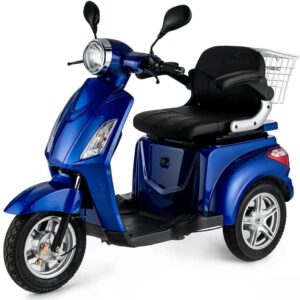 VELECO ZT15 – Tricycle Mobility Scooter – Fully Assembled and Ready to Ride – Electromagnetic Brake – Digital Speedometer – Spacious Storage Space – 3 Wheel Senior Mobile (Blue)