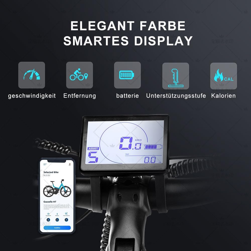 26M208 E-Bike, Electric Bicycle 26 Inch Trekking Bike E-City Bike with 36 V 13 Ah Lithium Battery for Long Range up to 100 KM, 250 W Motor, EU-Compliant Folding Bike with App – Bild 2