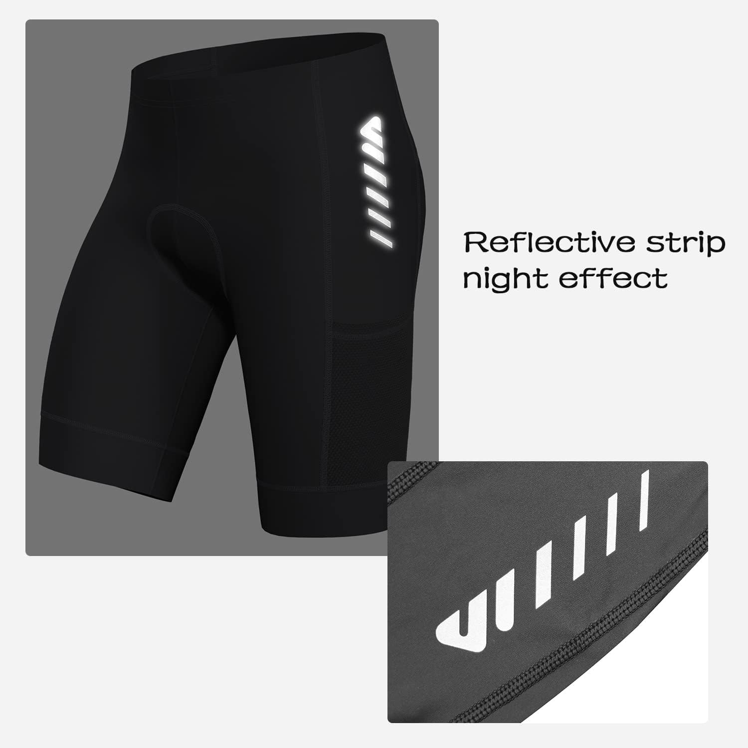 Lo.gas Men's Cycling Shorts Padded 4D Cycling Shorts Short Padded Quick-Drying Elastic with Reflective Stripes – Bild 5