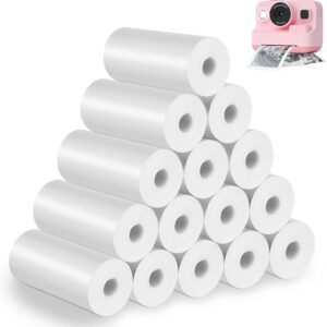 Thermal Paper for Children, Instant Camera 15 Rolls Thermal Paper Children’s Camera, Thermal Printer Paper White, Refill Printing Paper, Thermal Papers for Scrapbooking, Photos, Notes, Labels (57 mm x 500 mm)