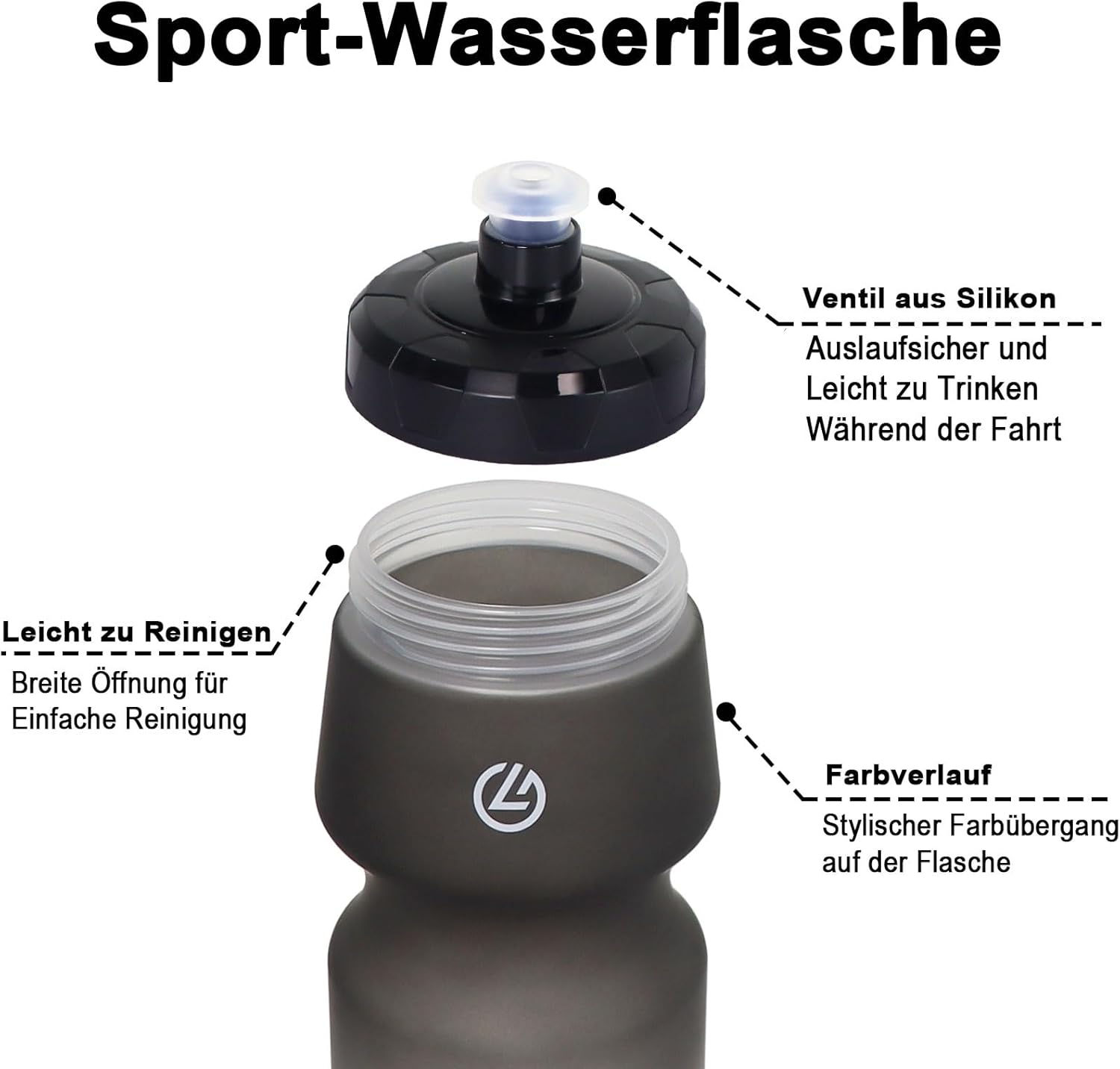 Bicycle Water Bottle, 750 ml, BPA-Free, Leak-Proof Sports Bottle, Dishwasher Safe, for Outdoor Gym, Hiking, Cycling (Black White) - 750 ml x 2 – Bild 4