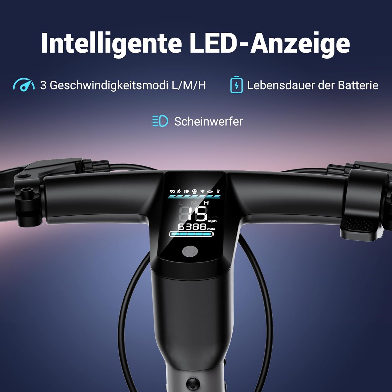SISIGAD E Scooter 10 Inch Electric Scooter Adult with Double Suspension and App, Electric Scooter Adult 450 W Motor 36 V 10.4 Ah Battery 20 km/h Speed, E Scooter with Double Brake Shock Absorber – Bild 6
