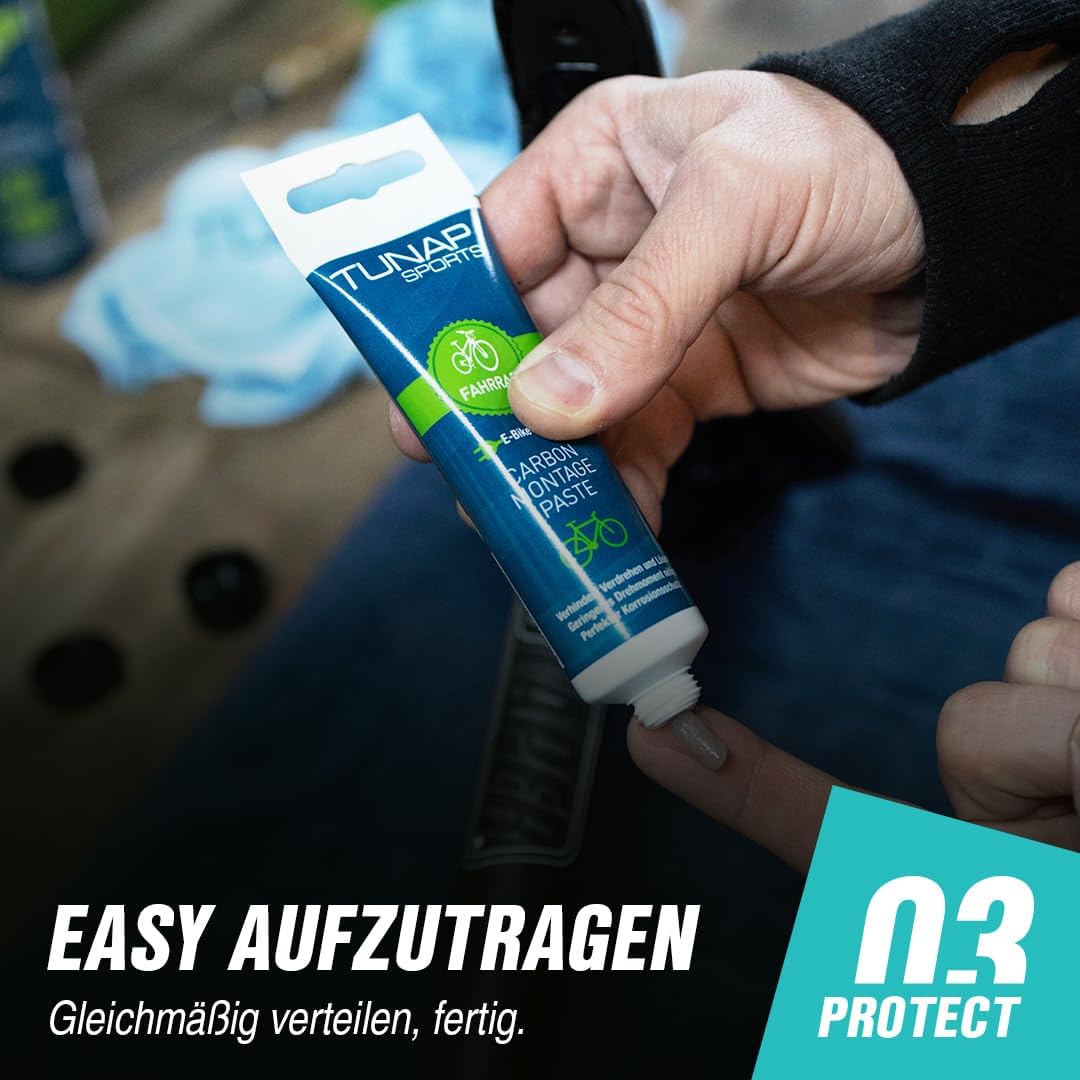 TUNAP SPORTS Carbon Mounting Paste 50 g, Secure Hold without Damage, Prevents Cracking Noises and Risk of Slipping, Optimal Dosage and Easy to Use, Made in Germany – Bild 4