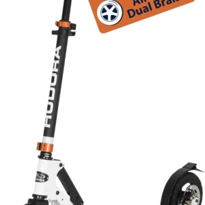 HUDORA BigWheel Air 230 Scooter – Scooter with / without Handbrake – Sturdy Aluminium Scooter with Pneumatic Tyres – Height-Adjustable City Scooter for up to 120 kg