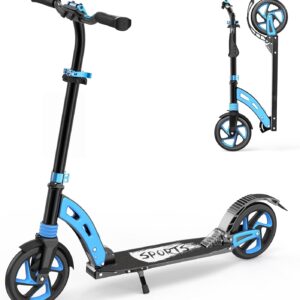 Children’s Scooter 6 7 8 9 10+ Years, Aluminium Scooter, City Scooter Double Suspension System, Height Adjustable and Foldable Kick Scooter, up to 100 kg Load Capacity for Children/Teenagers and