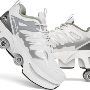 Children’s Roller Skates, Shoes with Wheels for Girls, 2-in-1 Roller Skates with Hidden Wheels – Quad Skates for Fitness, Leisure and Urban Skating – Women and Men