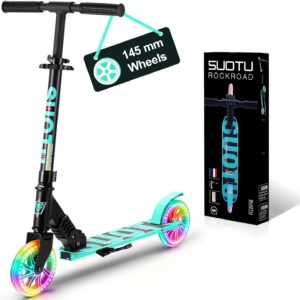 SUOTU Children’s Scooter with 145 mm Wheels, Scooter with Light Wheel for 3-12 Years, Foldable, Height-Adjustable, City Scooter for Boys and Girls, Aluminium