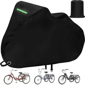 Adult Tricycle Cover, Waterproof Outdoor 3 Wheel Cover for E-Bike, Tricycle Bicycle Covers, Durable UV-210D Polyester Fabric, with Safety Buckle