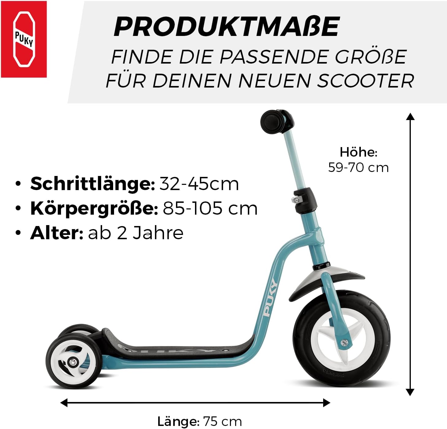PUKY R 1 Classic Scooter, Safe Scooter for Children from 2 Years, Non-Slip Running Board, Height-Adjustable Handlebars, Top Bicycle Alternative – Bild 3