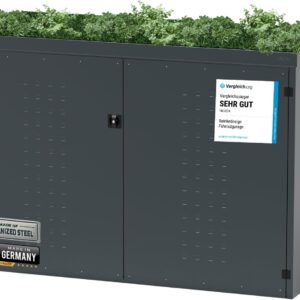 Bicycle garage/multifunctional box (galvanised steel in anthracite with plant tray)