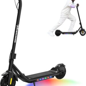 EVERCROSS Electric Scooter for Children, 7 Inch Lightweight Electric Scooter for Children 6-12 Years, Electric Scooter with 15 km Range and 7-Colour Lights, E Scooter with 3 Speed Modes (8/12/16 km/h)