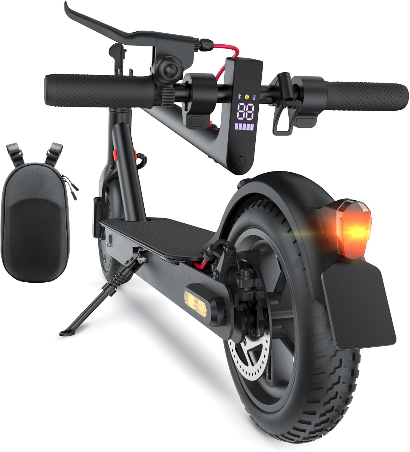 E Scooter mit Straßenzulassung mit Max 70/30KM Reichweite,10/8.5 Zoll Elektroroller mit Komfortable Stoßdämpfer,Faltbarer E Roller Belastung Doppelbremse LED-Licht,APP-Verbindung